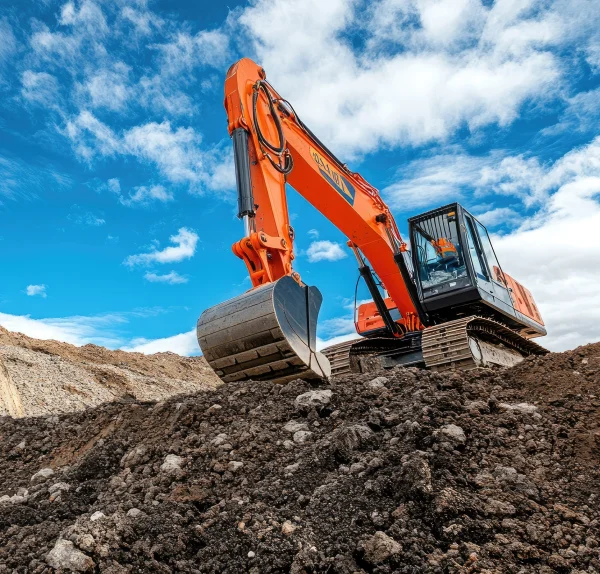 Trabajadora del equipo de excavaciones en Málaga con casco y chaleco de seguridad
